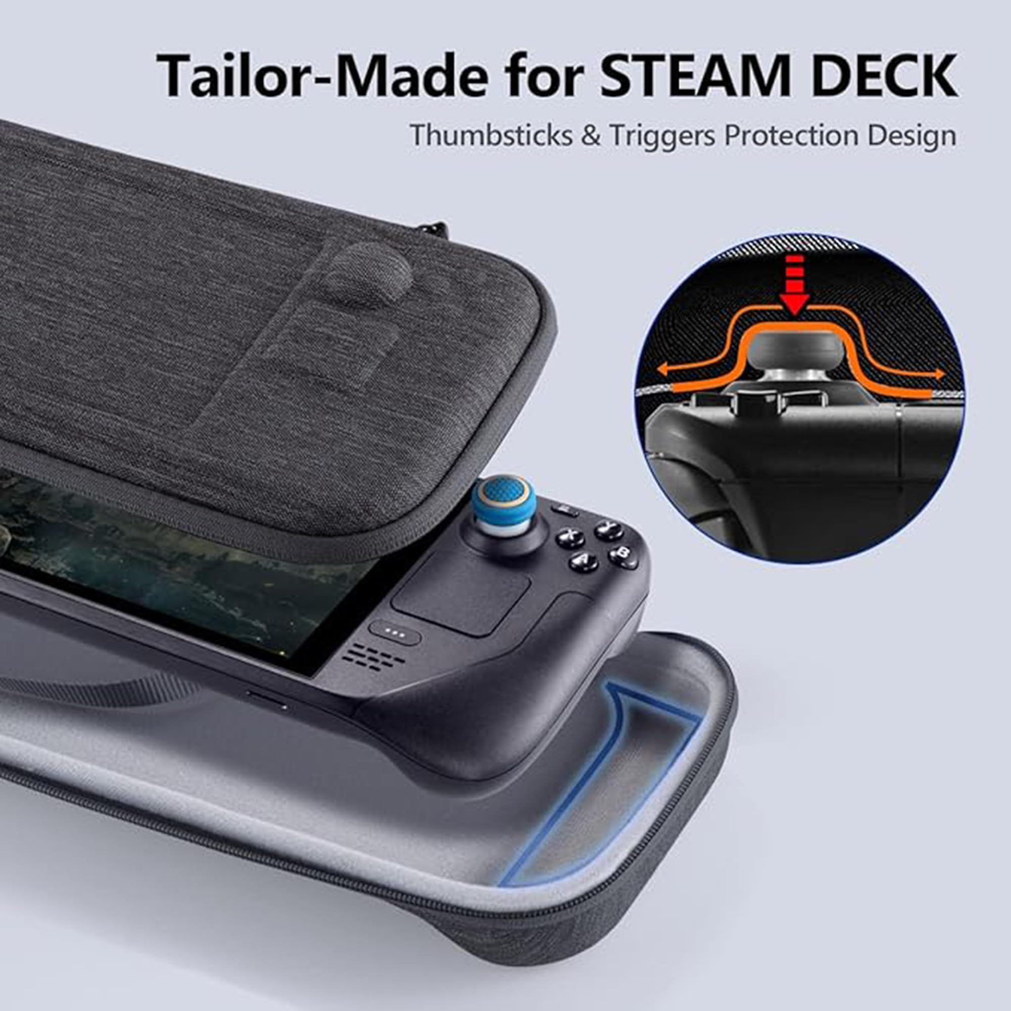 JoyHood Housse pour Steam Deck - Étui de Transport Rigide Portable pour Console Steam Deck et Accessoires - Édition limitée - Cadeaux pour Hommes - Noir (Mince), Noir , Case
