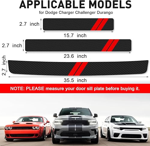 Vista 19 de Protector de umbral de puerta para Dodge Charger Challenger Durango, accesorios para umbral de puerta de automóvil con raspador de plástico, Blanco