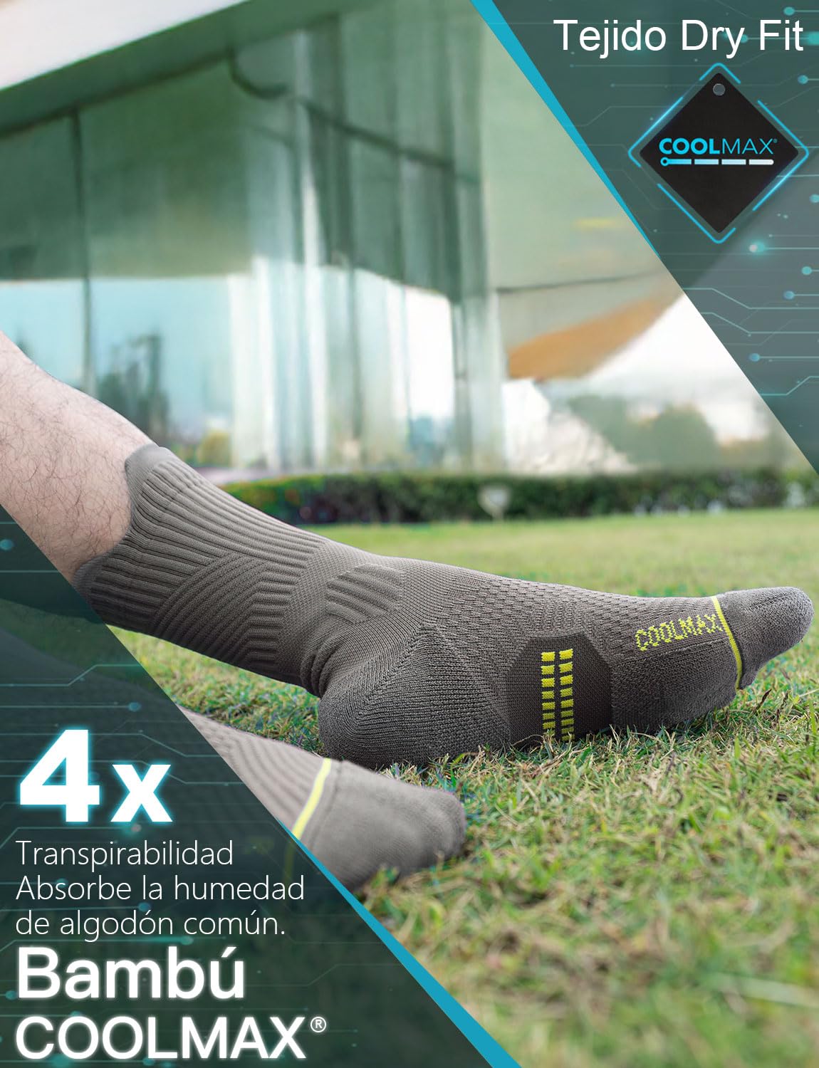 Juclise Calcetines de compresión de viscosa de bambú para correr, atletismo, senderismo, baloncesto, entrenamiento (FR/ES, Números, 42, 47, Regular, Regular, Gris Negro)
