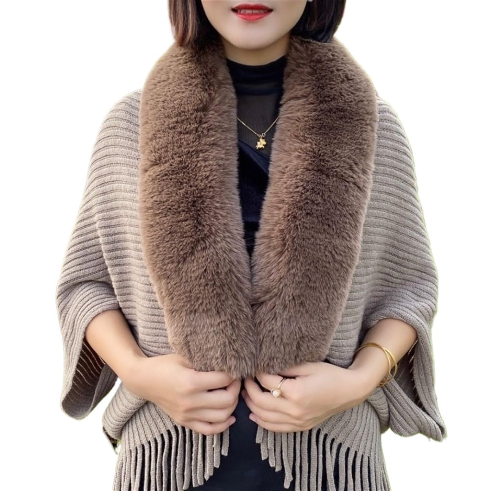 Poncho in Maglia da Donna Scialle Caldo Invernale Lavorato a Maglia Spesso da Donna, Scialle Largo for Abiti Sera, Matrimonio