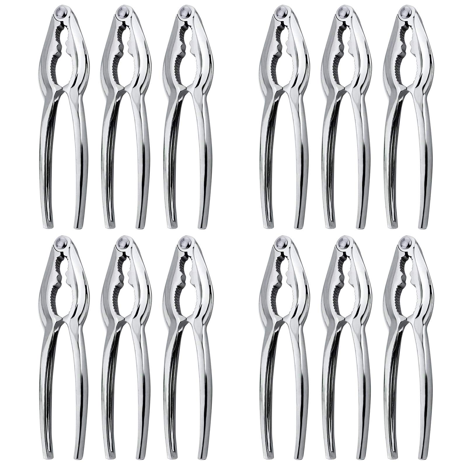 12 Pcs Crab Crackers and Tools, Lobster Crackers, Nut Crackers for Crab Legs, Heavy Duty Seafood Cracker Picks Tools, Opener Home Kitchen Parties Tools, Silver