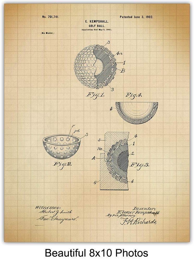 Golf Patent Wall Art Print Set - Stylish Vintage Retro Home Decor for Office, Den, Bedroom, Man Cave, Living Room - Gift for Golfers- (Set of Four) 8x10 Photos - Unframed - Image 5