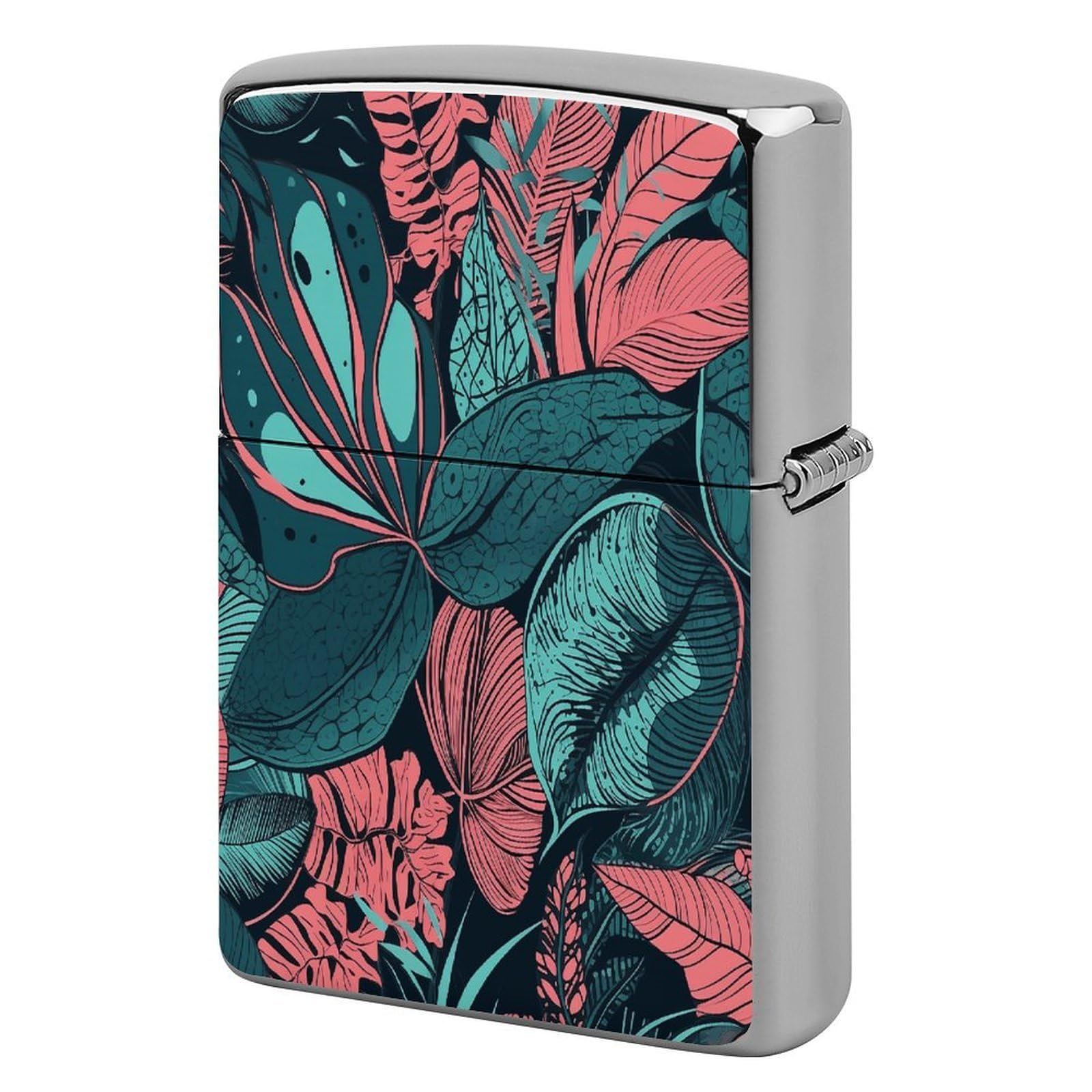 Btcowzrv Style Hand Drawn Tropical Leaves Metal Lighter Case Sleeve Cover Holder