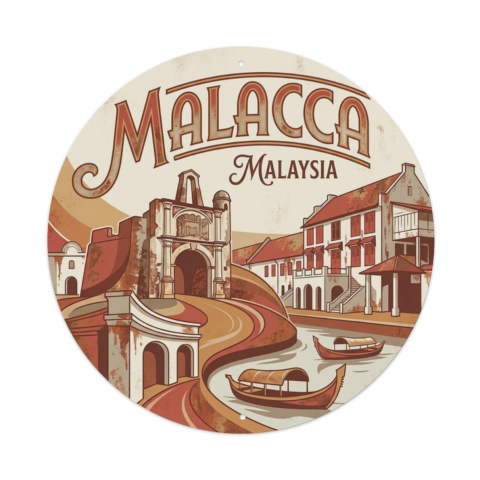 Retro Travel Malaysia Malacca Metal Tin Sign