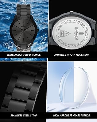 Mens Watch,Minimalist Fashion Watches for Men Waterproof Quartz Watch Business Dress Men's Stainless Steel Watch -Best Gift for Mens