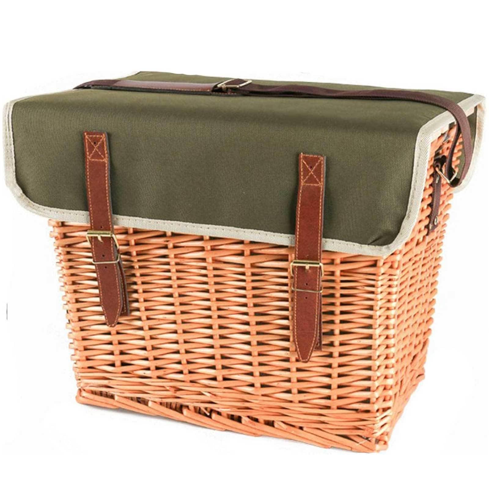 Picknickkorb-Set aus Weidengeflecht für 2 Personen mit Picknickdecke, Tragbarer Klappbarer Weintisch, Große Isolierte Kühltasche und Besteckservice-Sets für 2 Personen, Camping, Hochzeit