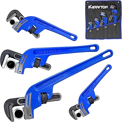 Miniatura 8 de Llave de tubo de extremo de 8 pulgadas, apertura de mandíbula ajustable de 1.5 pulgadas1.496 in, llave de plomería con mango de desplazamiento de