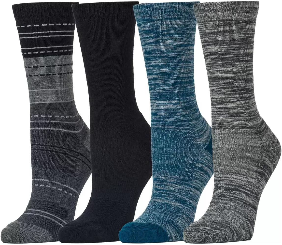 Kirkland Signature Ladies' Crew Socks Extra-Fine Merino Wool, Blue, 4 Pairs