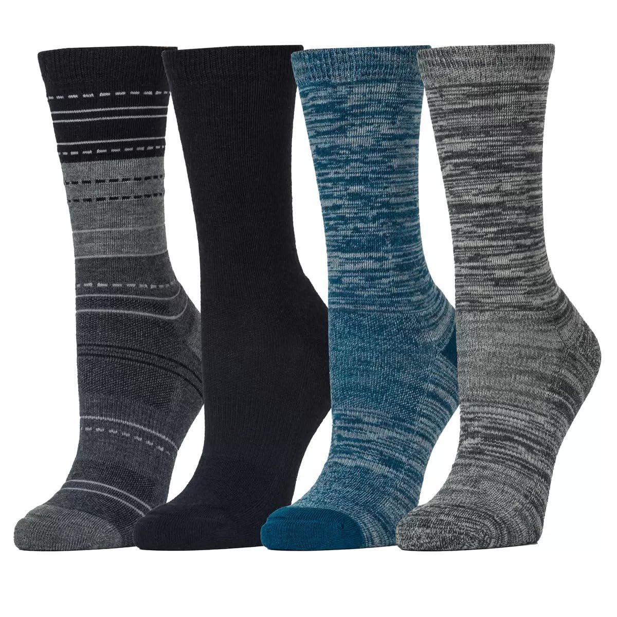 Kirkland Signature Ladies' Crew Socks Extra-Fine Merino Wool, Blue, 4 Pairs