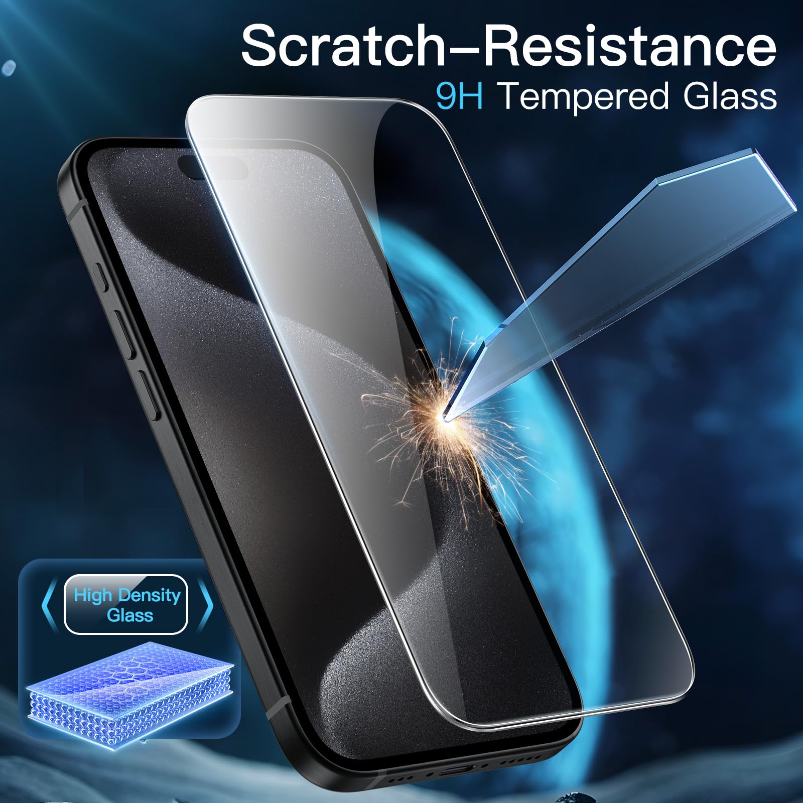 Pellicola Vetro Temperato Per IPhone 15 Pro Max 6,7" - Pacco Da 3 | Anti-Graffio E Anti-Impronte - Foto 9