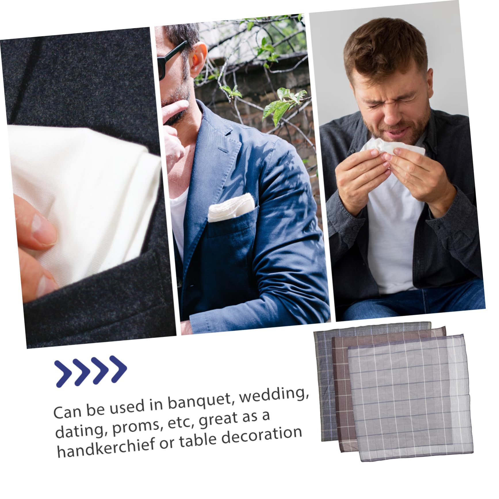 Herren Taschentücher Baumwolle Und Langlebig Für Hochzeiten Elegantes Einstecktuch Blau Hellbraun Hellgrau