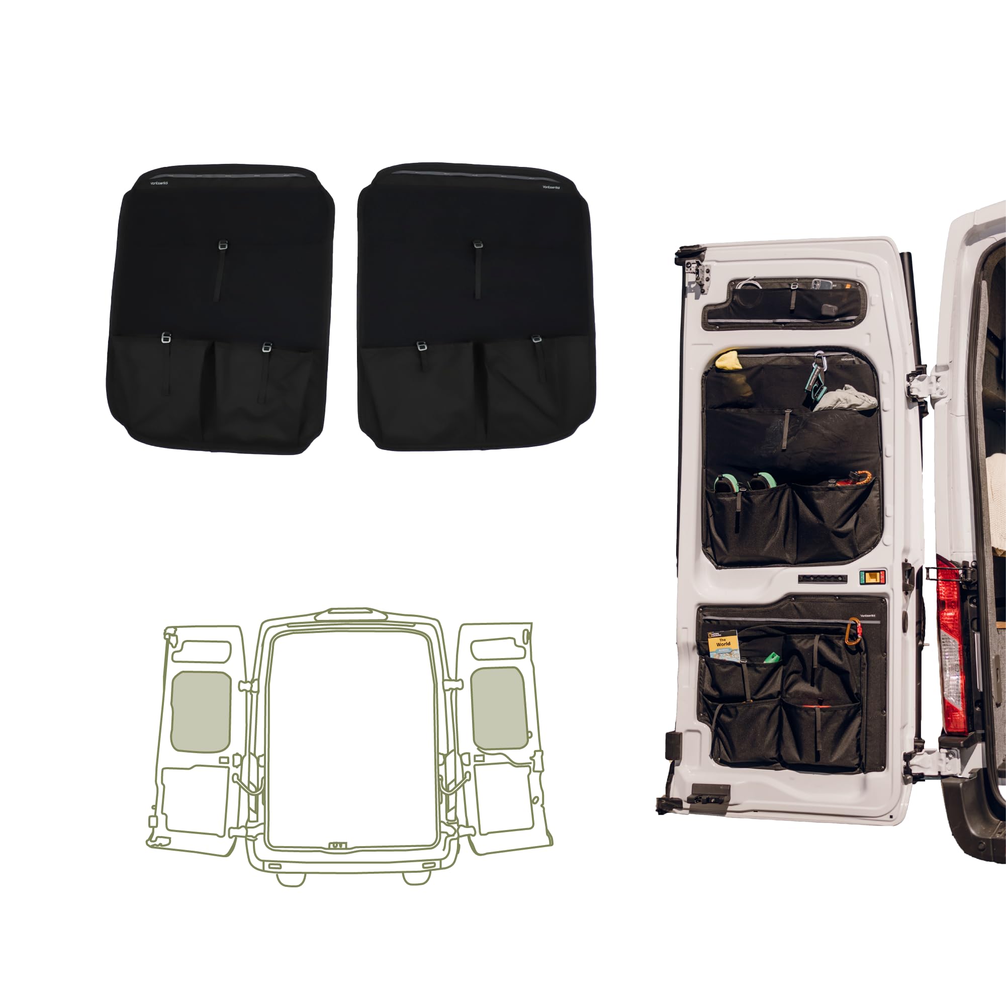 VanEssential Rear Door MIDDLE Storage Panels (Pair) Designed for
