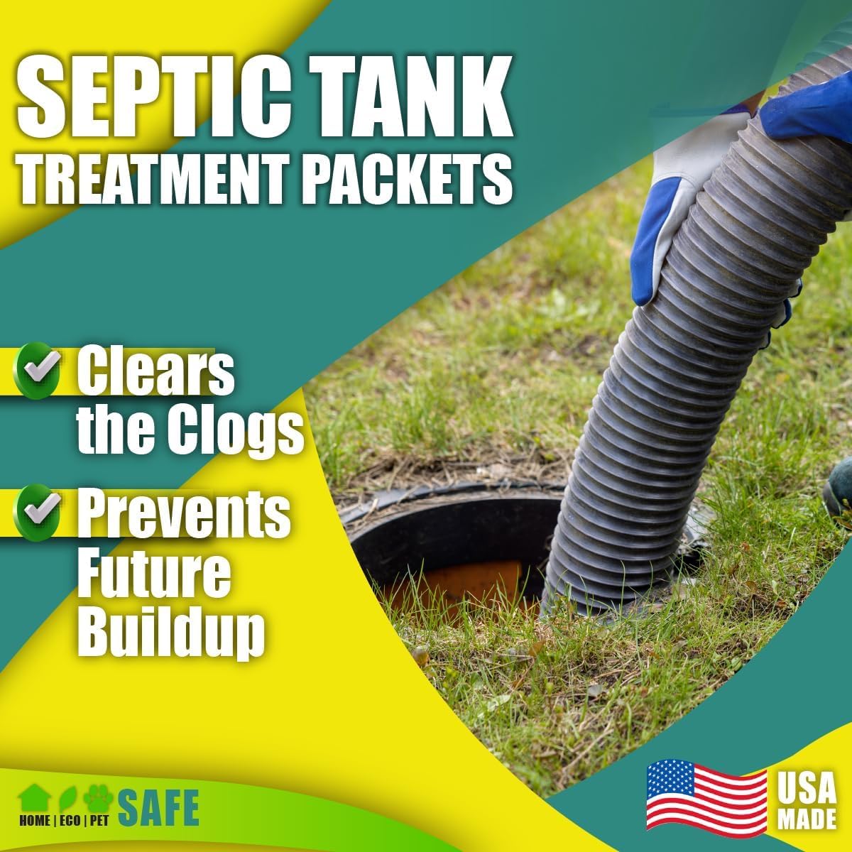 GREEN PIG 63 Fórmula de emergencia para tratamiento de tanque séptico que elimina rápidamente las obstrucciones del sistema del tanque séptico, respaldos, olores desagradables y desbordamiento,