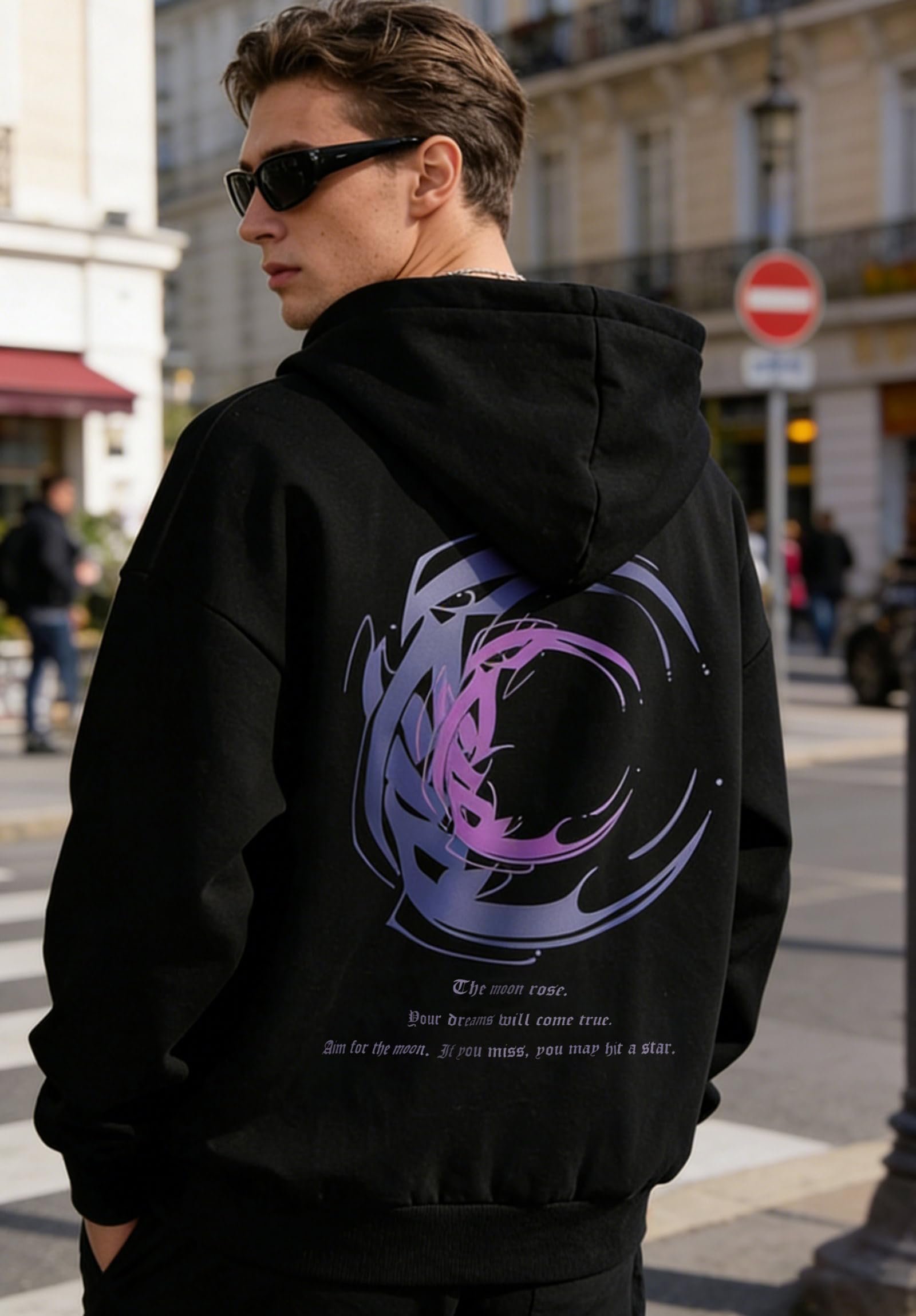 Felpa Cappuccio Uomo Cotone Streetwear Casual | Cotone, uso quotidiano città casual, stampa anti-sbiadimento, tasche anteriori, polsini rinforzati, vestibilità confortevole