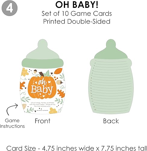 Miniatura 7 de Big Dot of Happiness Decoraciones de calabaza pequeña, 4 juegos de baby shower de otoño, 10 tarjetas cada uno, quién sabe mejor a mamá, cuestionario