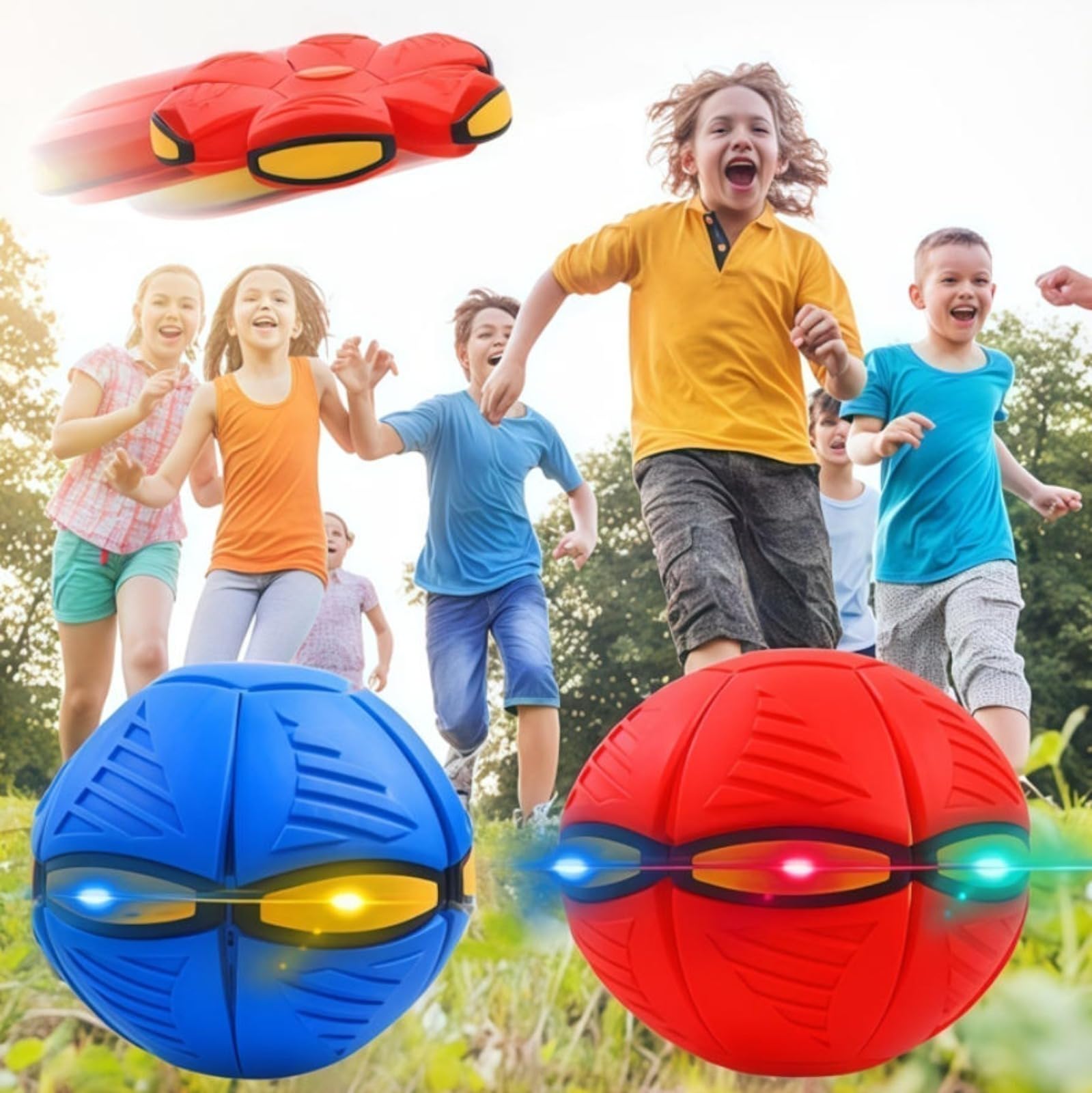 2026 Nueva Pelota Hinchable para niños, platillo Volador mágico, Pelota de Saltar, interacción Entre Padres e Hijos, Juguete Luminoso para reacción física educativa, con 6 Luces