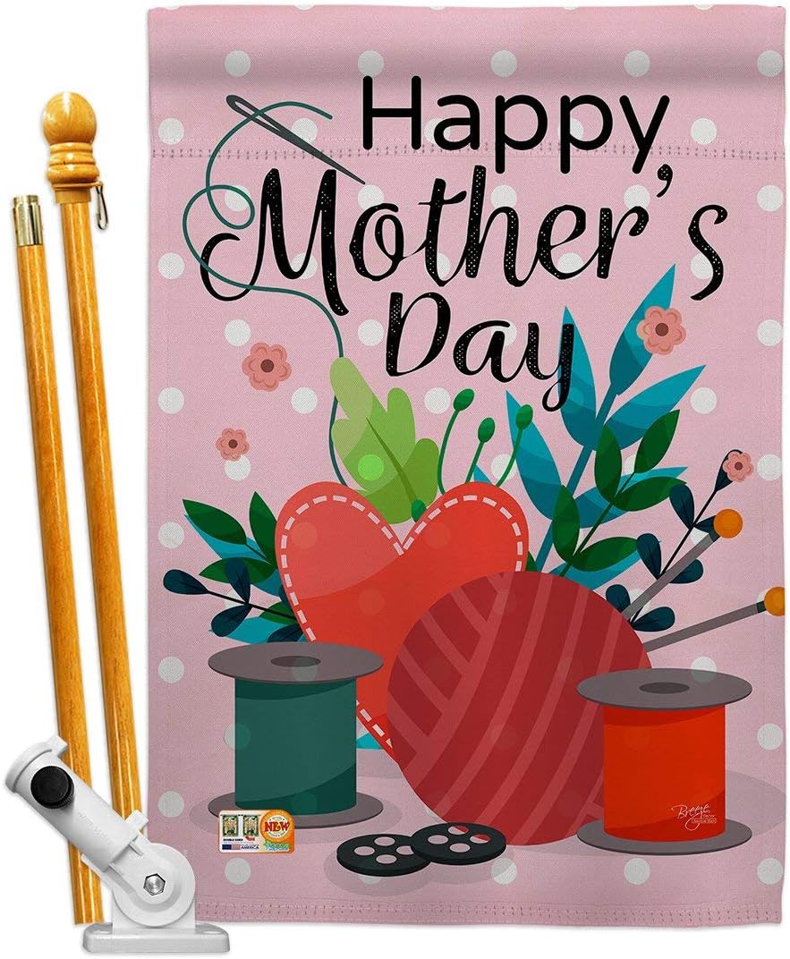 Happy Sweet Mothers Day House Flag Set Family Mother Mom Mama Grandma Love Flowers Parent Sibling Relatives Grandparent Small Decorative Gift Yard Banner Double-Sided Made In USA 28 X 40