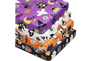 Adorable 4 Pcs Halloween Themed Pumpkin Ghost Candy Witch Crib Sheets for Spooktacular Baby Sleep