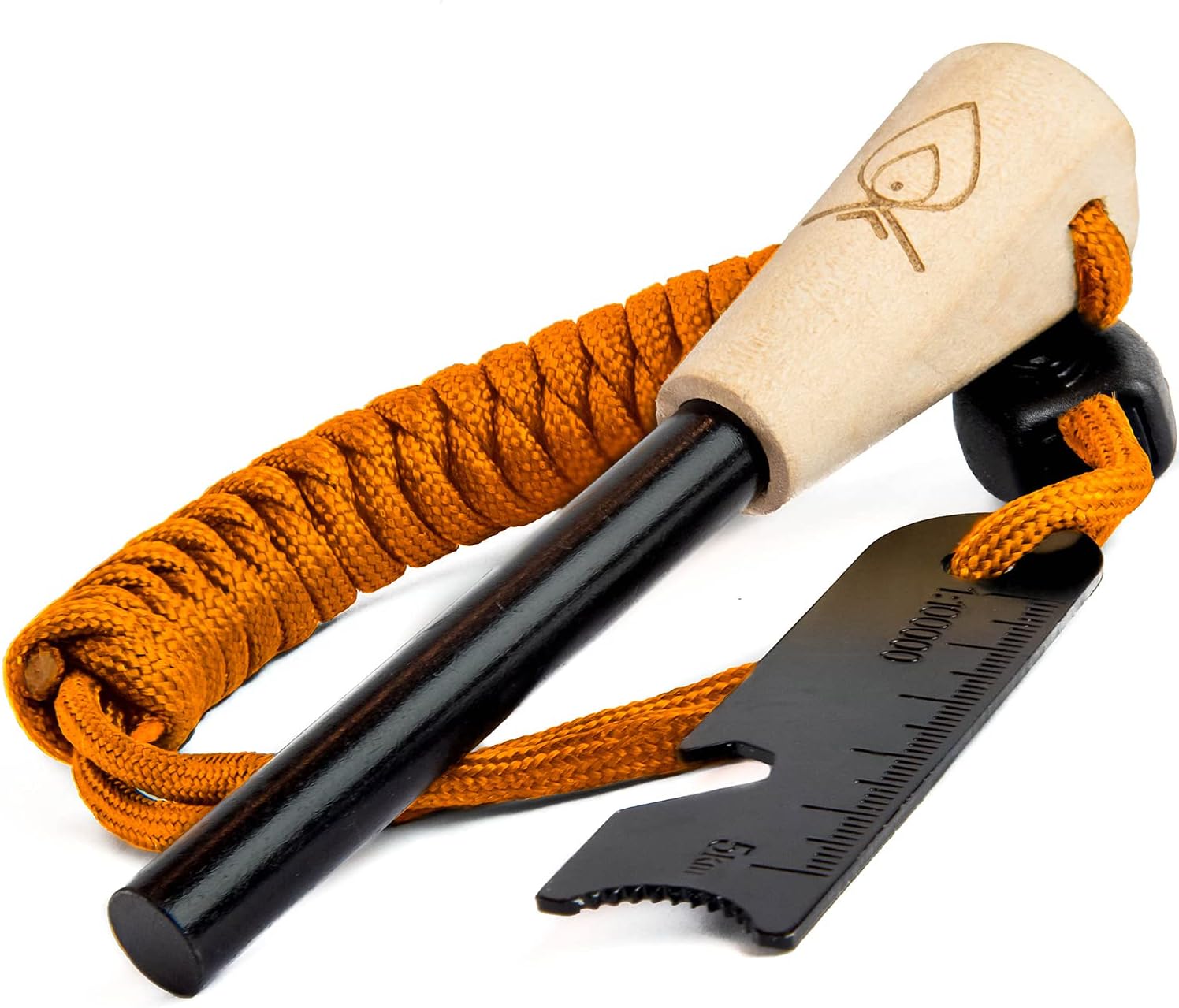 Fire Starter - Ferro Rod with Striker and Paracord Wrist Lanyard – Waterproof Flint Fire Steel Survival Lighter and Multitool for Your Camping, Hiking and Backpacking Gear