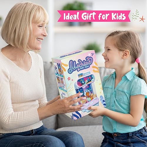 Miniatura 7 de Máquina de garras de sirena para niños, mini máquinas expendedoras, dispensador de premios para niñas y niños, juego de arcade electrónico con 20