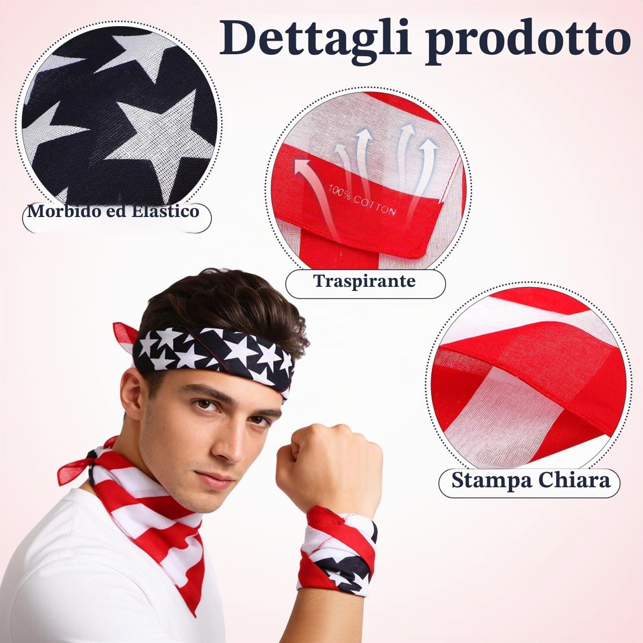 PRETYZOOM Copricapo Piccolo Foulard Bandana Con Bandiera Nazionale 21.6 Pollici Scialle Unisex Per Uso Medico E Attività Outdoor Hip Hop Moda