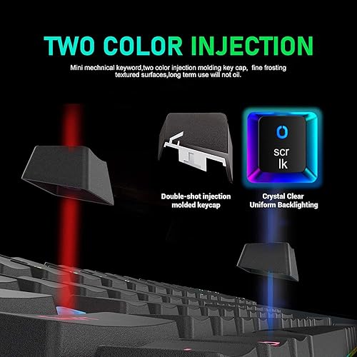 Miniatura 7 de Combo de teclado mecánico y mouse con cable 65% para juegos, mini 68 teclas, retroiluminación RGB, ligero RGB 6400DPI Honeycomb Optical Mouse Pad