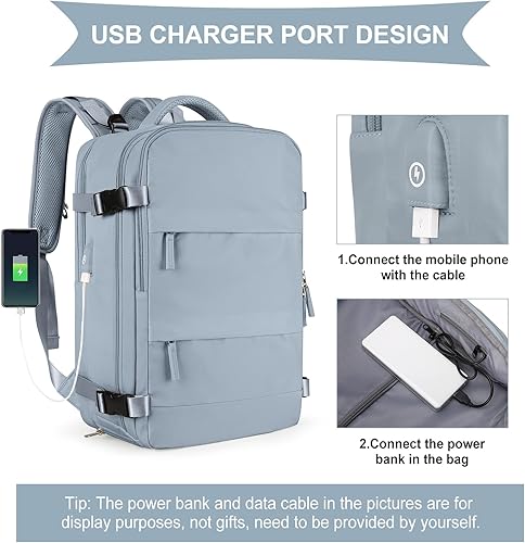 Miniatura 4 de coowoz Mochila de viaje grande para mujeres y hombres,Mochila de transporte,Mochila de senderismo impermeable para deportes al aire libre, Gris