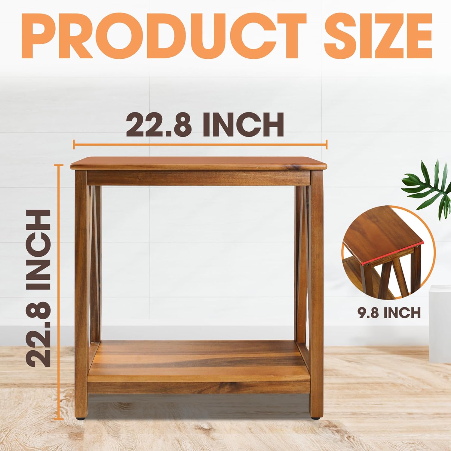 ENKEZI Narrow End Table with Shelf – Slim Side Table, Nightstand for Small Spaces, Bedroom, Living Room, Balcony or Outdoor Use (Minimalist A)