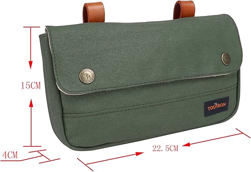 Miniatura 4 de TOURBON Alforjas de bicicleta de lona vintage para manubrio de bicicleta