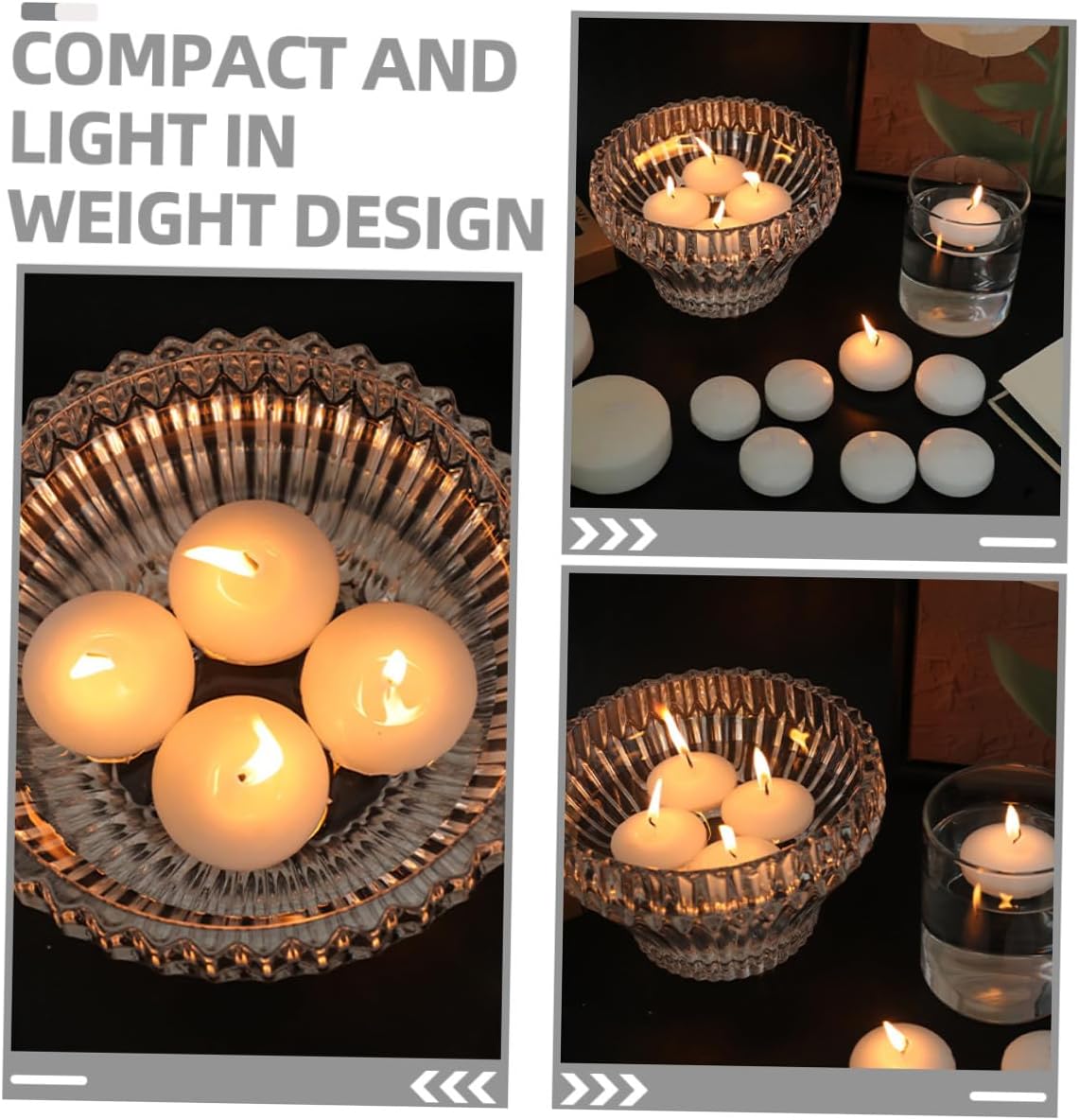 6pcs Small Round Floating Tea Candles 4.5x2.5cm Unscented Paraffin Wax for Wedding Birthday Party Romantic Outdoor Reception Décor