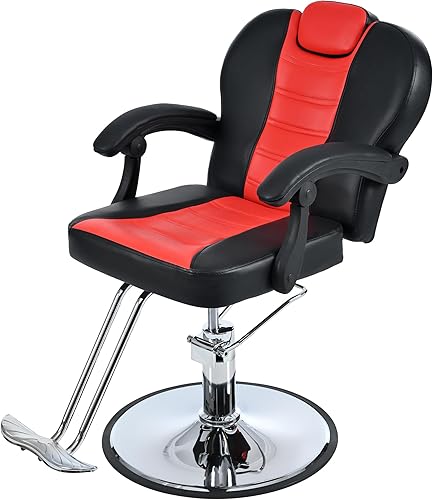 Miniatura 29 de Silla de peluquería reclinable para estilista, bomba hidráulica de alta resistencia, altura del asiento de 41-46 pulgadas, rotación de 360°, silla