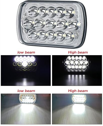 Miniatura 3 de 2 faros delanteros 7x6 5x7 H6054 de haz alto y bajo sellado, DOT 120W 8400LM compatibles con Cherokee XJ Wrangler YJ Comanche MJ GMC Savana Safari