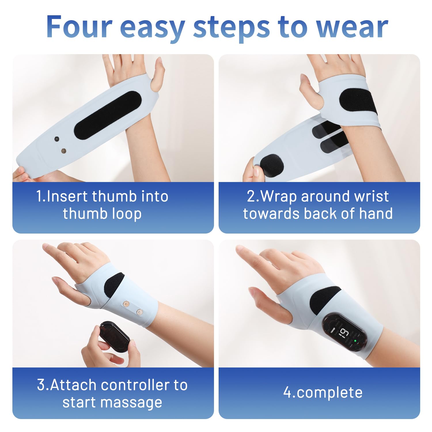 Masajeador de Muñeca EMS, Masajeador de Manos Inalámbrico con Calor,Soporte de Muñeca para Tendinitis y Síndrome del Túnel Carpiano, Vendajes de Izquierdo/Derecho