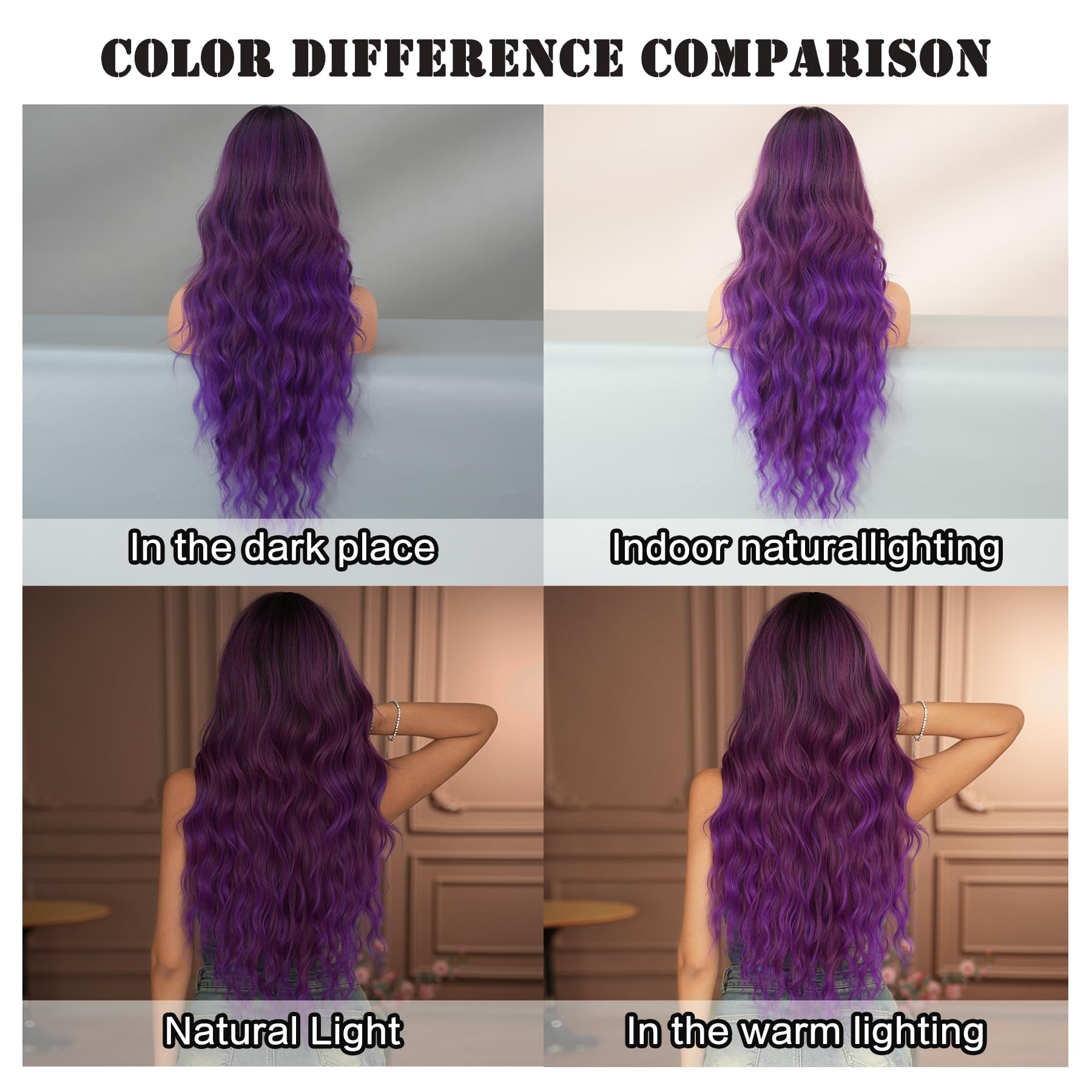 Amazon.com : 7JHH WIGS 30in Purple Long Water Body Wavy Wigs with