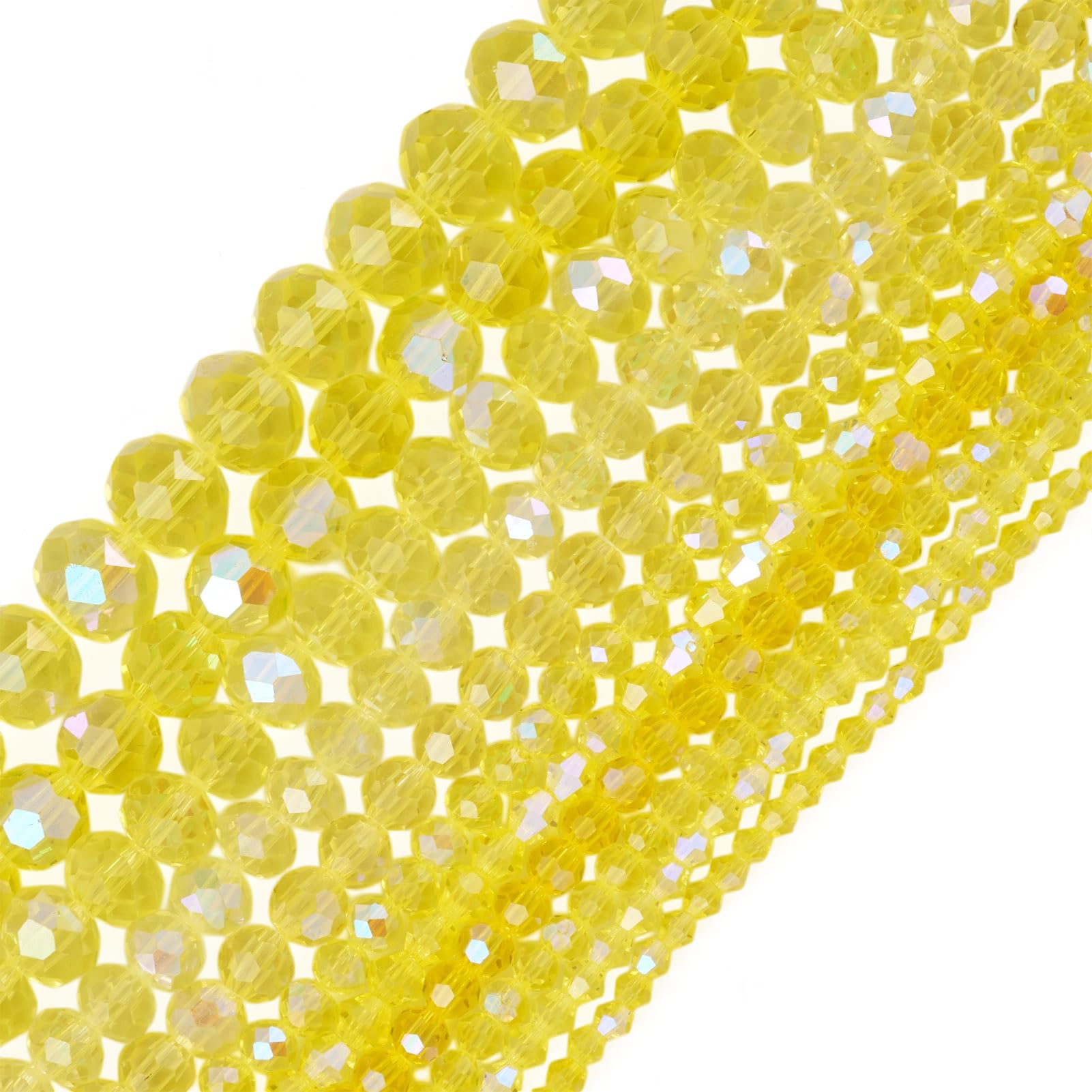 Bestewelry 11 Strands Yellow Rondelle Crystal Glass Beads Bicone Faceted Glass Beads Loose Spacer Beads for Bracelets Earring Jewelry Making Bag Decoration — image 1