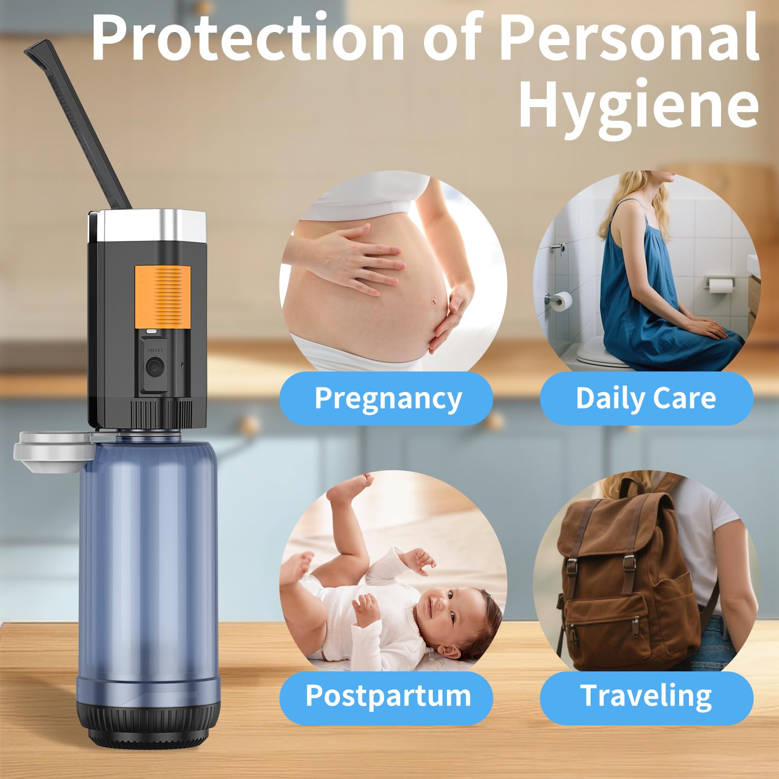 Bidet przenośny 200 ml x 2, elektryczny bidet akumulatorowy, prysznic intymny, przenośna toaleta z prysznicem, niezbędny po porodzie(czarny)