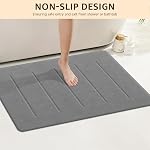 Yolife Stone Bath Mat Large, 32" x 20" Diatomaceous Earth Bath Mat for Bathroom, Super Absorbent Quick Drying Bathroom Stone Mat, Non-Slip Diatomite Stone Shower Mat, Easy to Clean, Dark Grey
