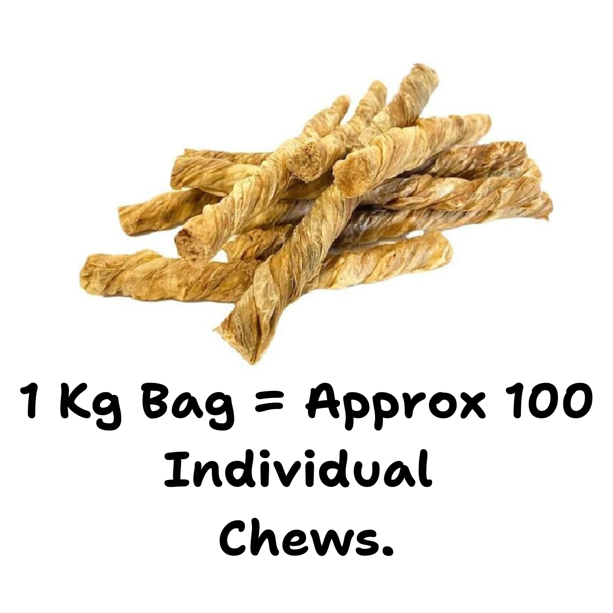 Premium Air Dried Beef Bladder Twists 1kg, 10 g (Pack of 100) - Image 2