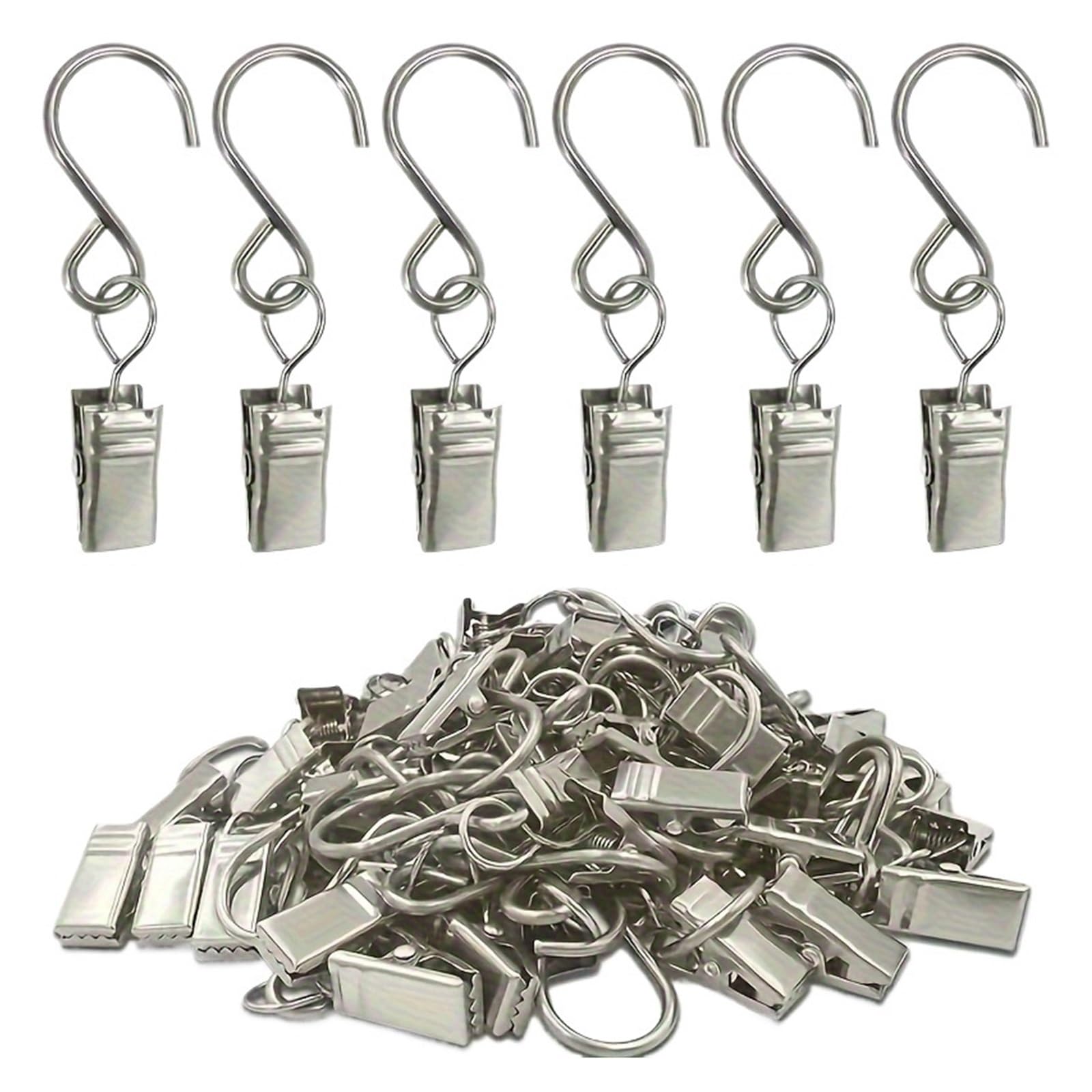 curtain hooks 20 Curtain Hanging Rings, Hooks, Shower, Stainless Steel Clips for home