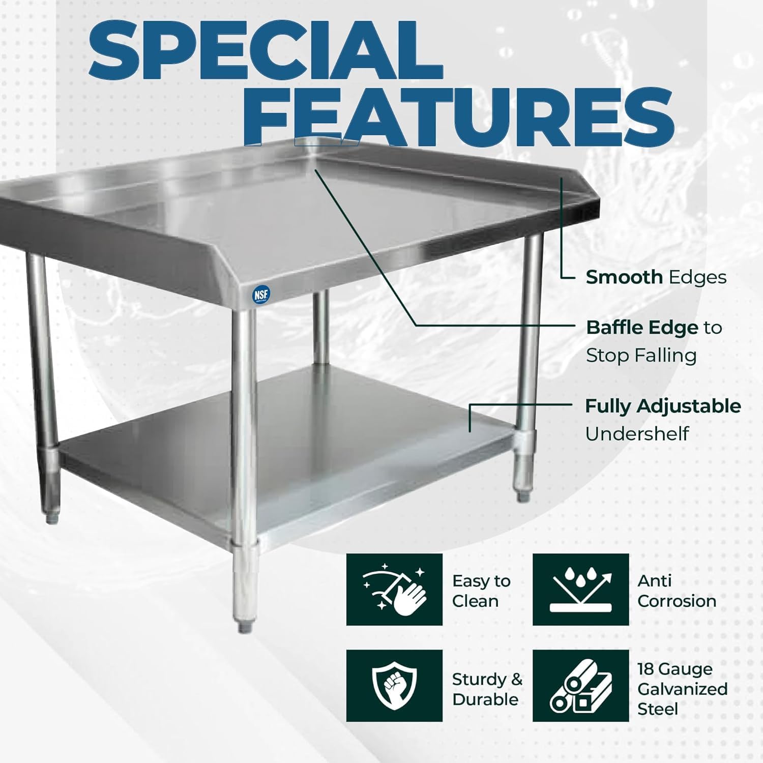 KPS Stainless Steel Equipment Stand with Adjustable Undershelf – 24" x 24" Heavy Duty Table for Griddles, Fryers & Mixers | NSF