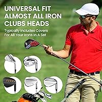 Vista 30 de FINGER TEN Premium Synthetic Leather Stylish Iron & Wedge Golf Head Covers Value 12 Piece Set, Embroidered Labels & Fits Most Clubs Gift Set, Travel