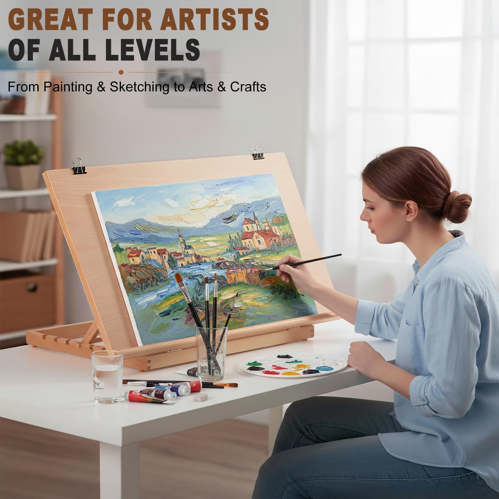 Beechwood Table Easel - Painting & Sketching Set -5