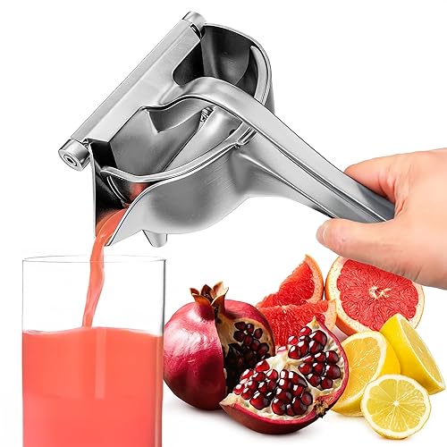 Exprimidor de mano Exprimidor manual de aluminio para limón, naranja, lima, pomelo y granada Mango ergonómico duradero, diseño compacto fácil de