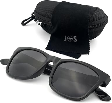 J+S Mission Mark II Rectangle Polarized Sunglasses for Men | Spring Hinge Frame | Polarized 100% UV 400 | Medium-Small Fit