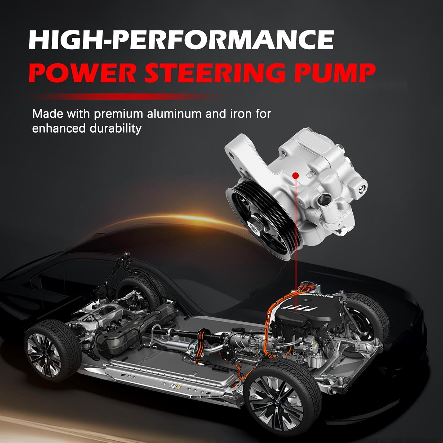 21-5267 Power Steering Pump Fit for Civic 1.7L L4 2001 02 03 04 2005, for EL 2001-2005 1.7L Power Assist Pump with Pulley Replace for 56110PLA013, 56110PLA023, 96319M, 215267, 06561PLA505RM