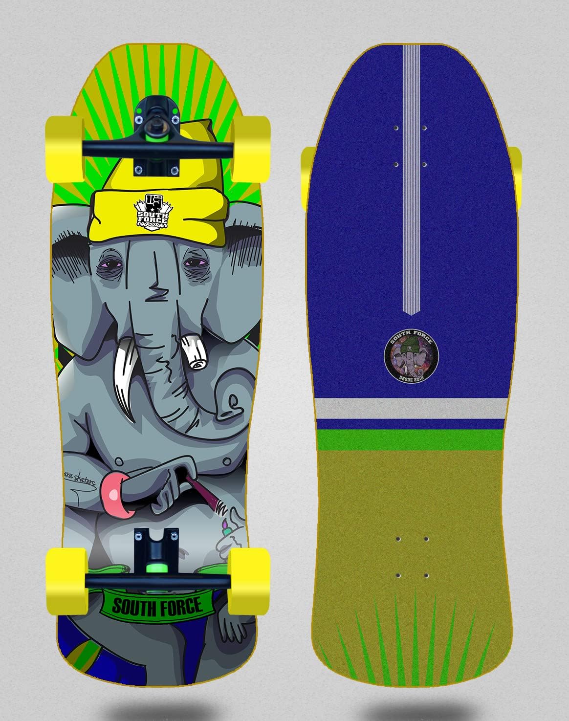 South Force Cruiser Skateboard Longboard Trucks 180 mm Jsn Edit Yellow Nuke 9.375x31.5