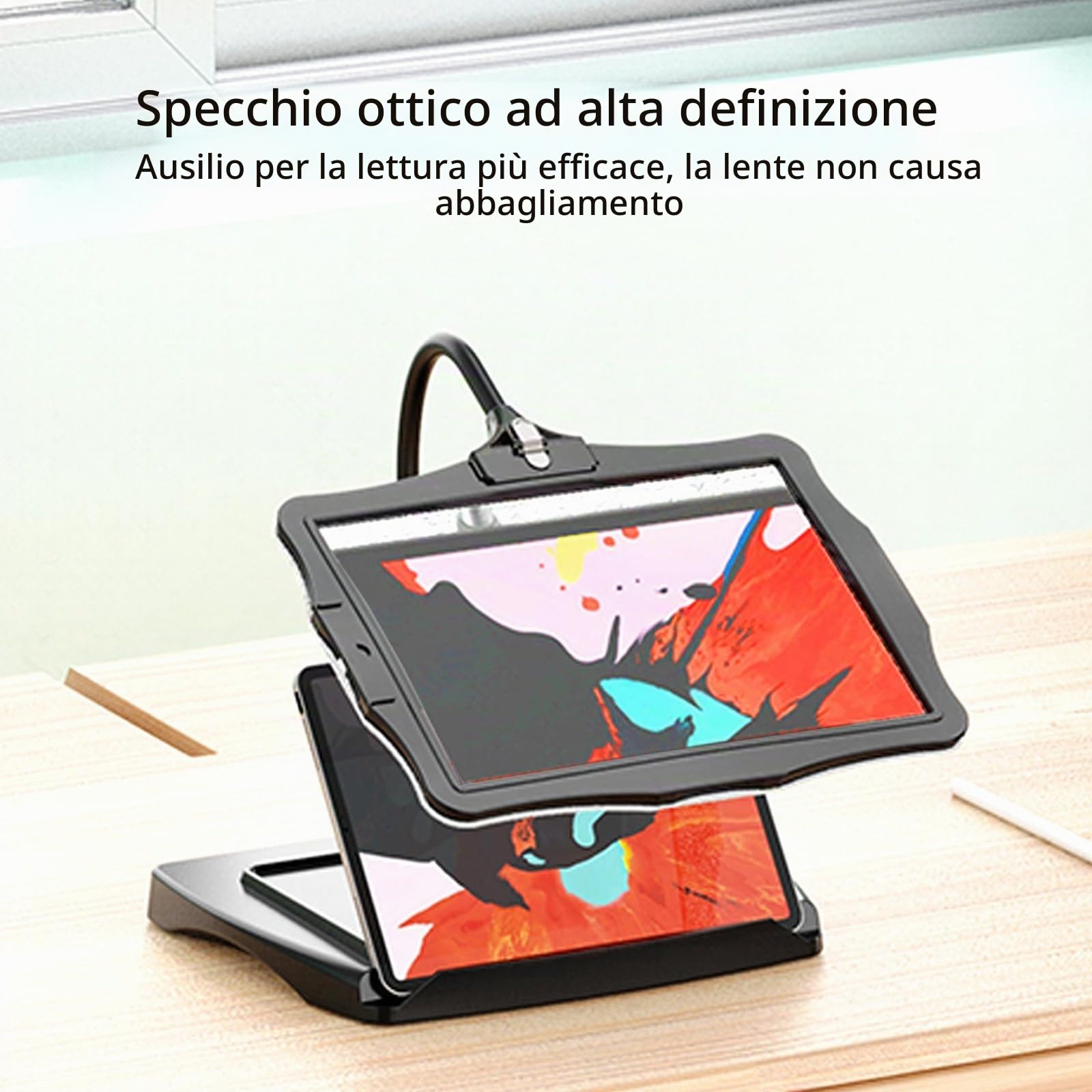 Lente D'ingrandimento Digitale per Ipovedenti Da Tavolo, Display HD, Ausilio Alla Lettura Elettronico, Zoom 4X, Oscuramento a Sfioramento, Design Ricaricabile, per Leggere e Scrivere(Schwarz)