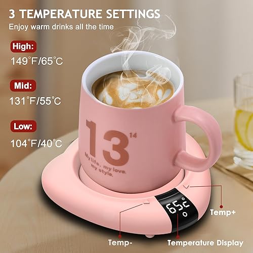 Miniatura 10 de Calentador de taza de café (sin taza), calentador eléctrico de tazas para escritorio, 3 niveles de temperatura, apagado automático, calentador de