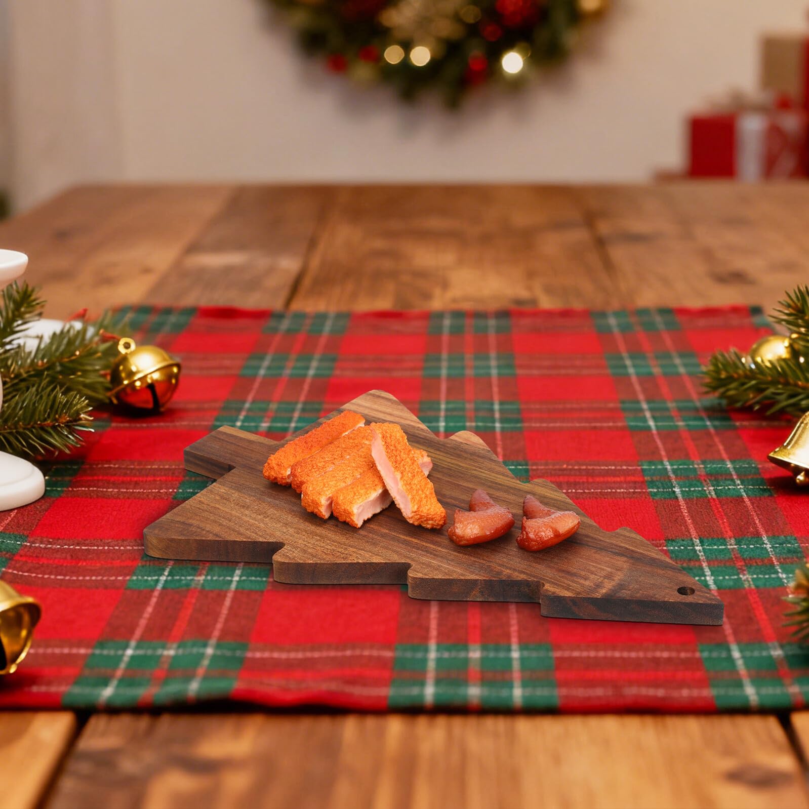 OUNONA Bandeja de Madera Forma de Árbol de Navidad para Cortar Quesos y Servir Aperitivos Fiestas Navideñas