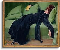 KBKBART Vintage Framed Wall Art 8x10 - Moody Decadent Young Woman After Dance Victorian Canvas Print for Bedroom Living Room